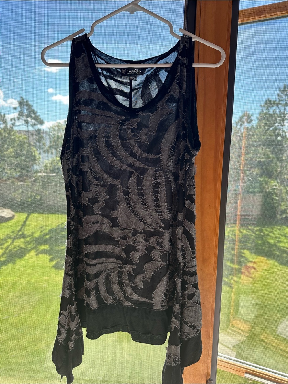 Papillon Blanc Black Sheer Patterned Tank